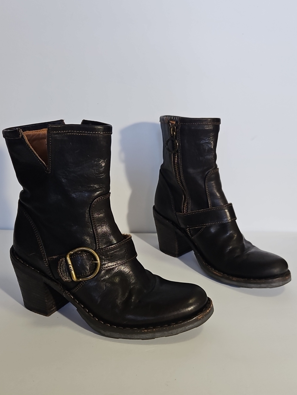 Fiorentini + Baker Dark Brown Leather Side Zip Moto Boots